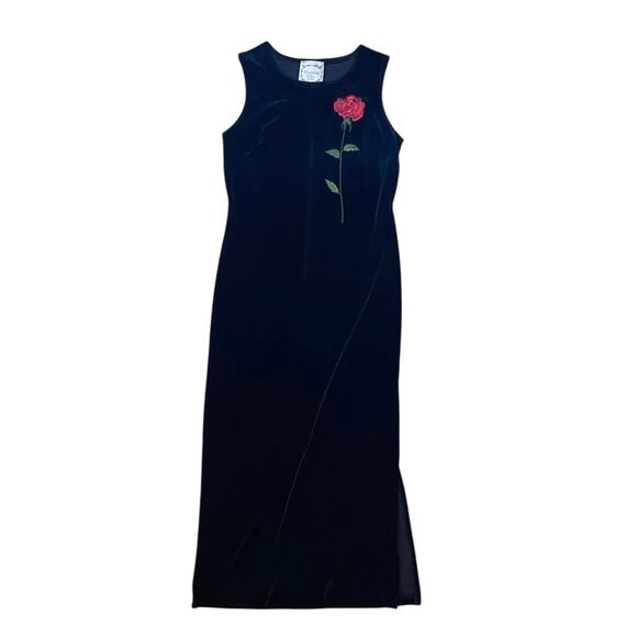 Vintage Dressing Clio Velvet Rose Bodycon Dress - PS - Picture 1 of 4